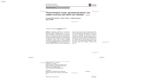 Closed hydroponic systems: operational parameters, root exudates occurrence and related water treatment
